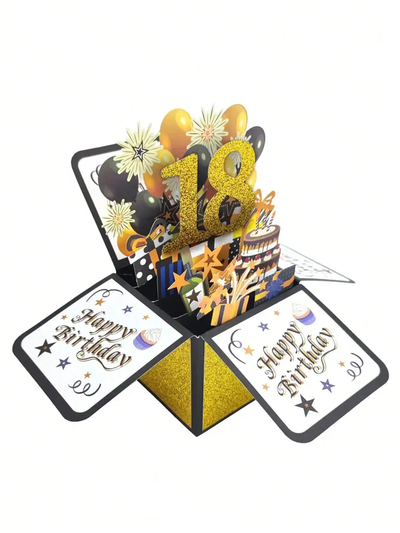 1PC, 18/30/40th Happy Birthday Pop-up Tape Note and Envelope 3D Pop-up Birthday Cards, Small Business Supplies greeting cards