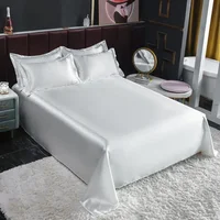WASART Two-sided satin rayon flat bed sheet set couple 2 people summer luxury double bed bedsheet single double queen king size 4