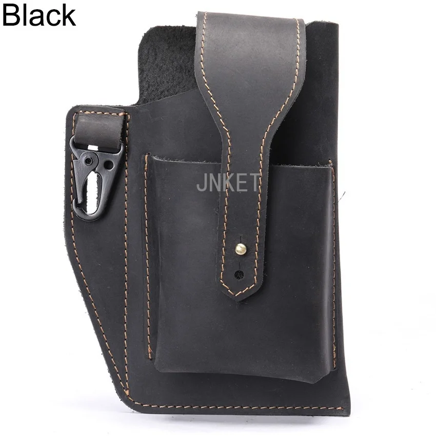 Retro Men Crazy Horse Leather Belt Waist Bag Cellphone Bag Leisure Waist Pack