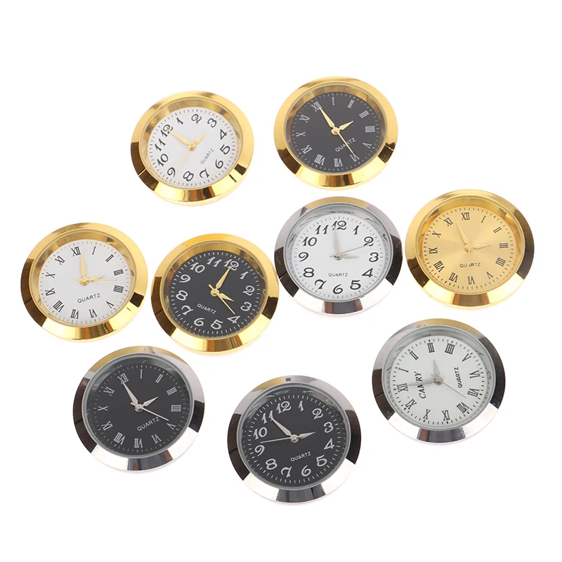 Retro 24/35mm Quartz Glass Mirror Clock Watch Head Movement Round Clocks Head Mosaic Roman Number Little Clock DIY Process Parts