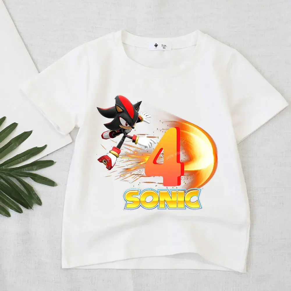 thumbnail image 1 of Camisetas para niños de Sonics The Hedgehogs, figuras de dibujos animados de Shadow, ropa digital del 1 al 9, camisetas de cumpleaños, regalos de boutique para niños y niñas, 1 of 5