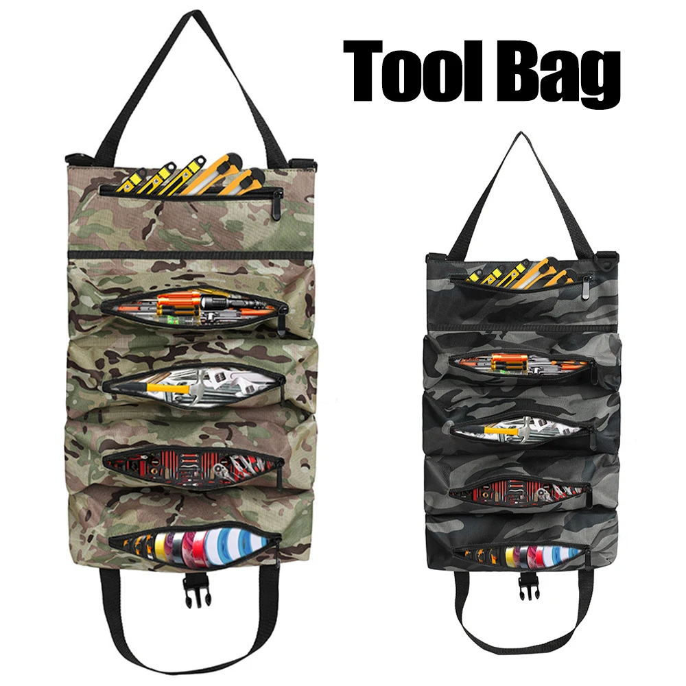 

Roll Up Oxford Cloth Tool Bag Multifunctional Electrician Wrench Canvas Tool Organizer Bucket Hardwarewrap Roll Storage Case