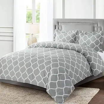 2-Piece Gray Geometric Twin Comforter Set 1