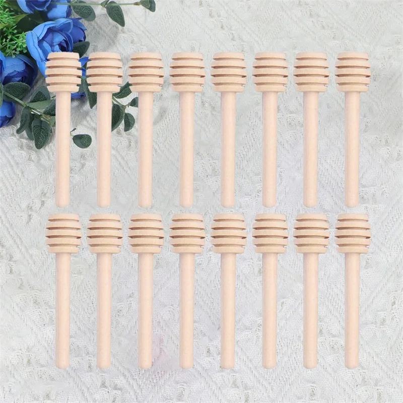 10/50/100pcs Nature Wooden Honey Dipper Spoon Home Kitchen Tool Scooper Coffee Honey Mixing Handle Jar Stirring Stick 70%