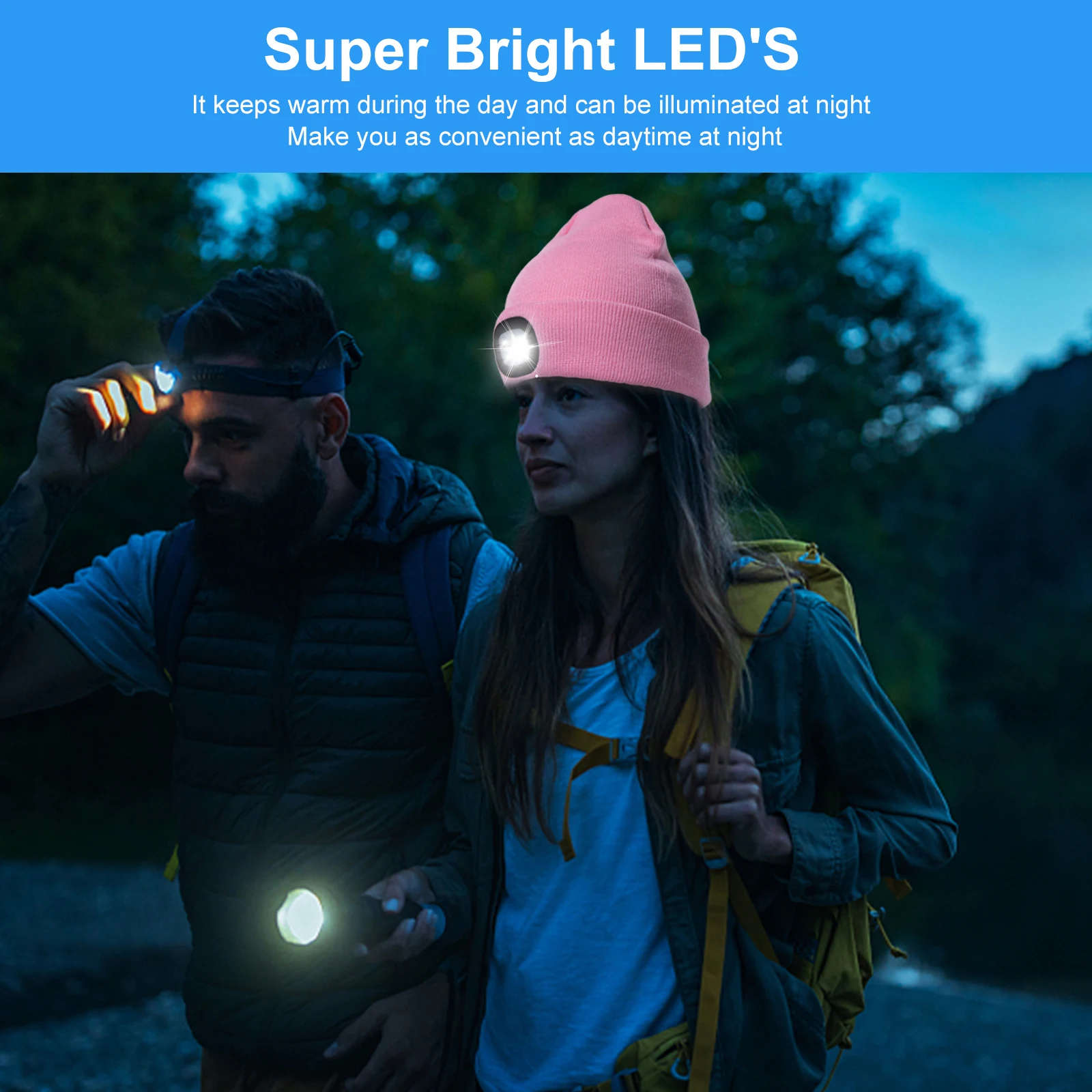 Bonnet En Tricot Doux Et Chaud Avec Lampe Frontale, Avec Lumières Led,  Mains Libres, Pour La Course De Nuit, Le Camping, La Marche, Super Cadeau -  Projecteurs - AliExpress