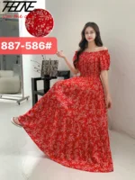 THHONE Vestidos Robe Maxi Long Dress Women Summer Indian Clothes Bohemian Cotton Linen Floral Short Sleeve Korean Style Casual - Image 5