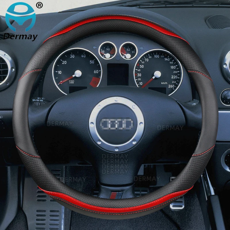 

Для Audi TT MK1 8N quattro Sport 1998 ~ 2006 DERMAY чехол рулевого колеса автомобиля углеродное волокно + искусственная кожа автомобильные аксессуары