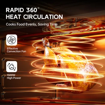 Neretva Air Fryer Toaster Oven Combo, BPA Free Stainless Steel Toaster Oven Air Fryer Combo Larger 21Qt & 360° Rapid Heating Air 3