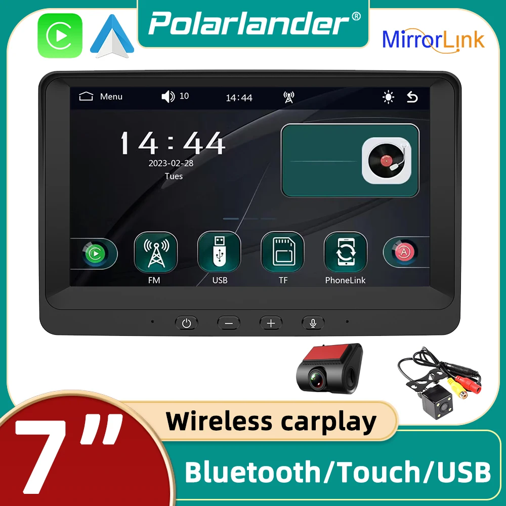 

Автомагнитола Carplay/MirrorLink, 7 дюймов, сенсорный экран IPS, камера заднего вида, мультимедийный видеоплеер, Android, авто/Autolink BT