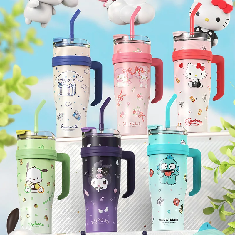 

Kawaii Sanrioed Cinnamoroll My Melody Thermos Cup Cartoon Anime Pochacco Kitty Large Capacity Stainless Steel Water Bottle Gift