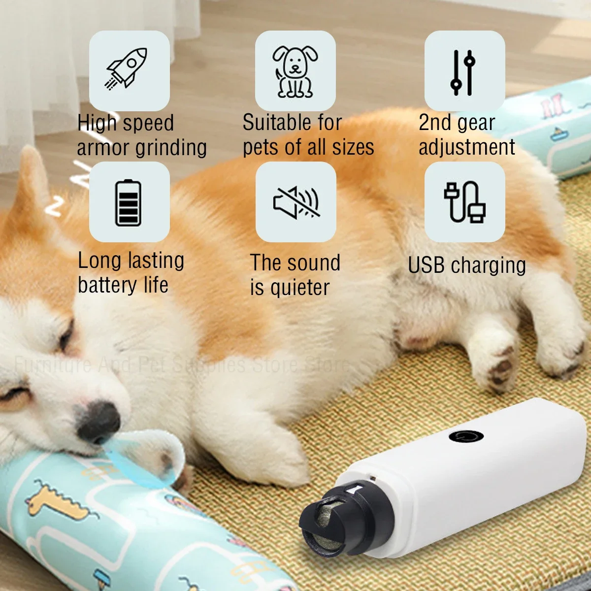 Pet Nail Clipper Electric Dog Nail Clippers For Dog Nail Grinders Rechargeable USB Charging LED Light Pet Quiet Cat Paws Grooming