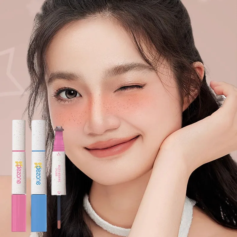 Dezone 2 in 1 Freakle Pen Innovation Debut Freakle Blush Exclusive Freckle Head Face Check Makeup Too Effect Natural Waterproof