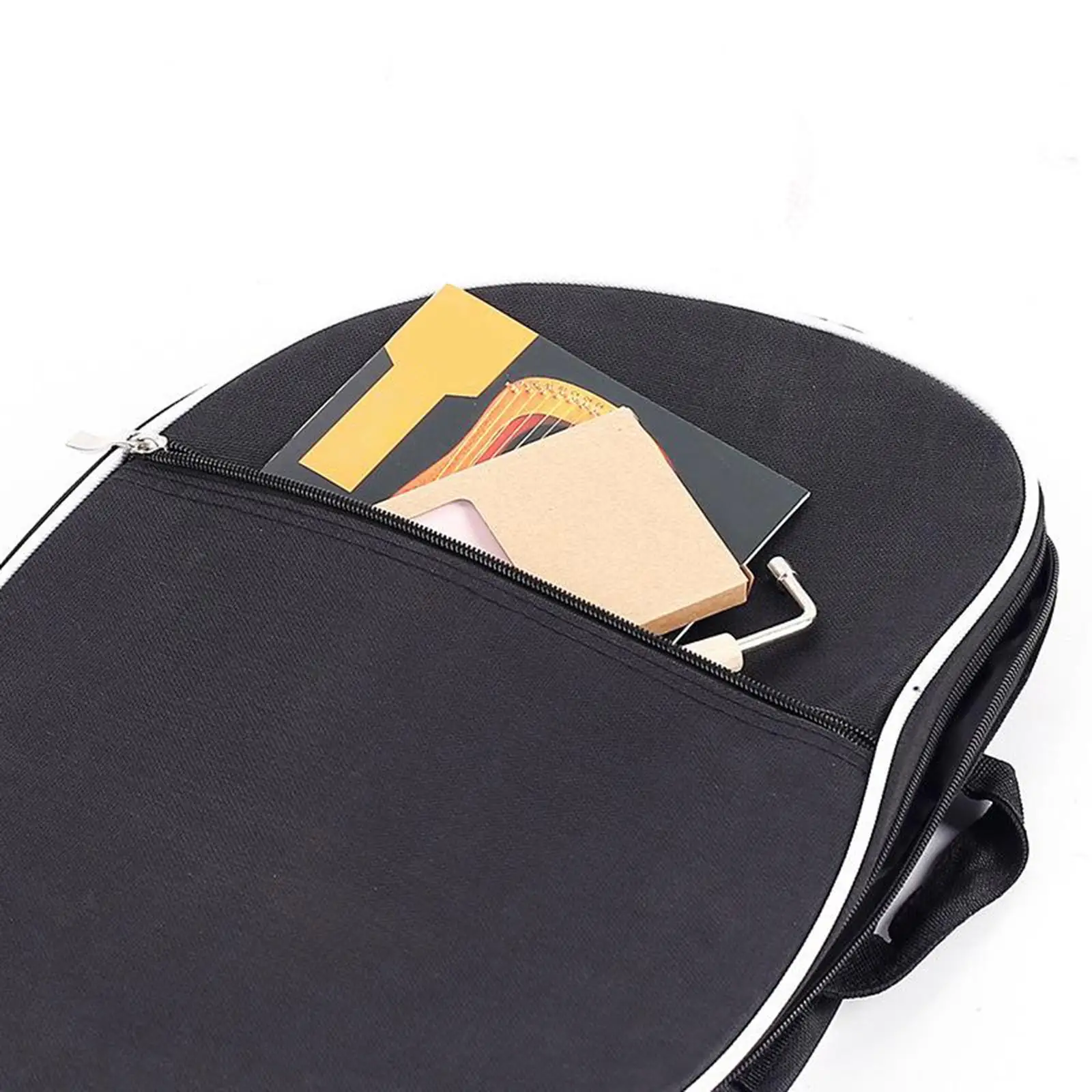 Simple Padded Lyre Case 10-19 Strings Harp with Pocket Black