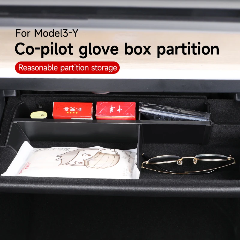 For Tesla  2013-2022 Model 3 Model Y copilot glove box partition car storage storage box interior modification