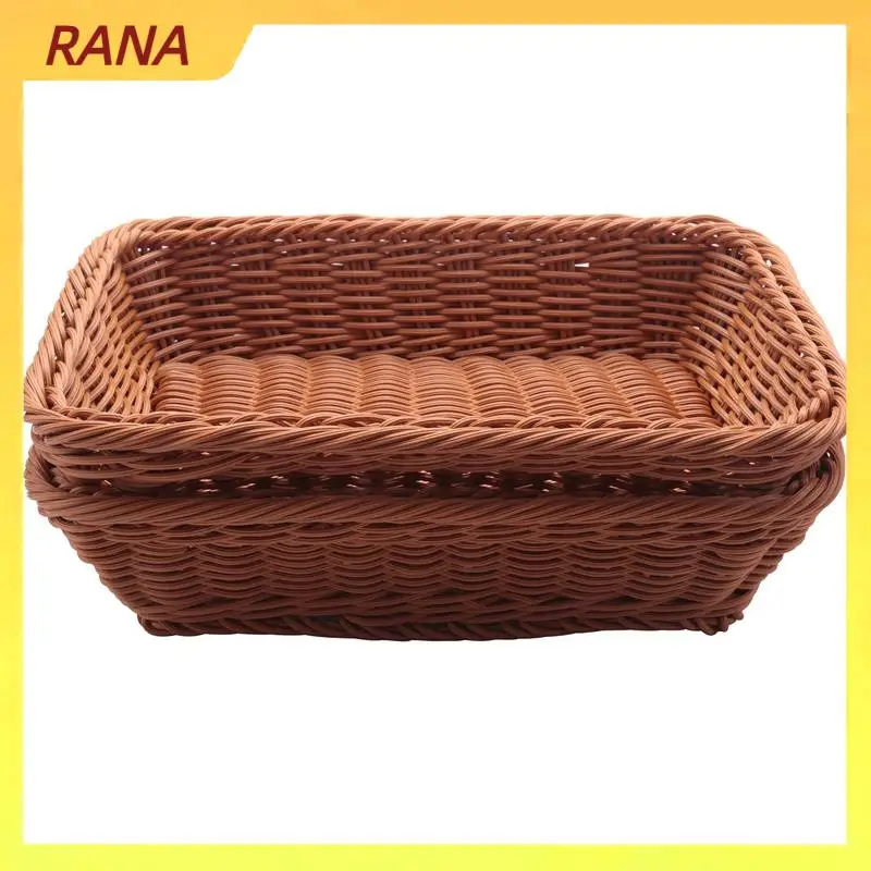 RANA 2 Pcs Rectangular Basket For Table Or Counter Display For Bread,Fruits And Vegetables Wicker Baskets Markets,Bakery