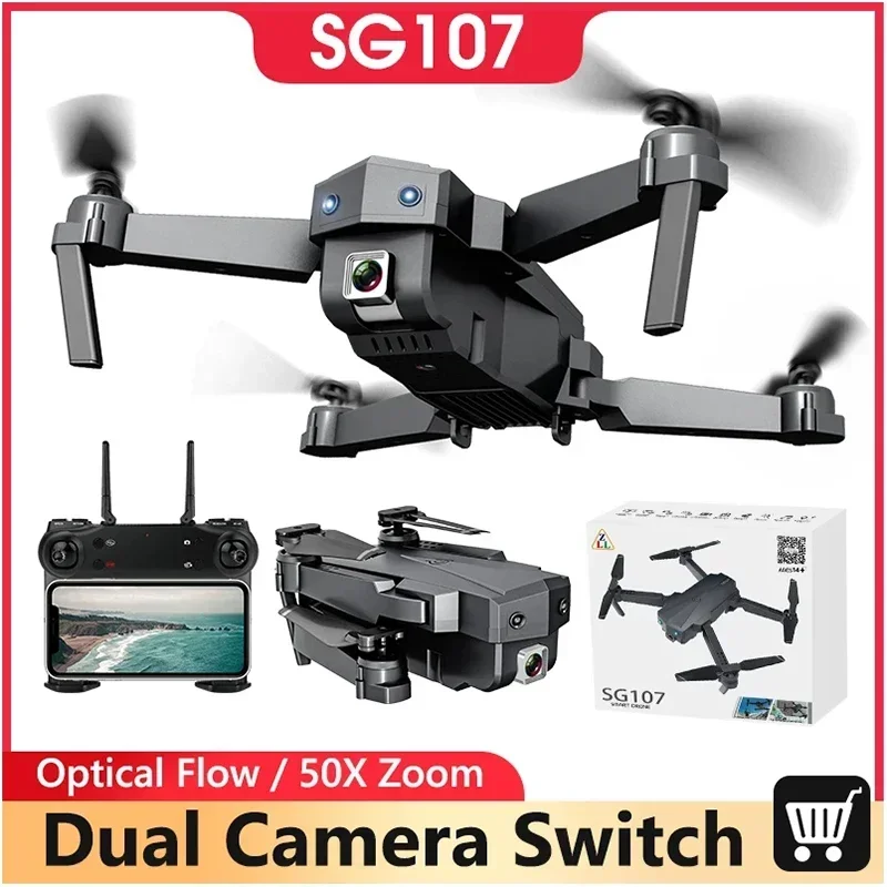 

New SG107 Mini Drone 5G WIFI One or Dual Camera Drones Optical Flow 50X Time Zoom FPV Quadcopter Aerial Photography RC Dron Toys