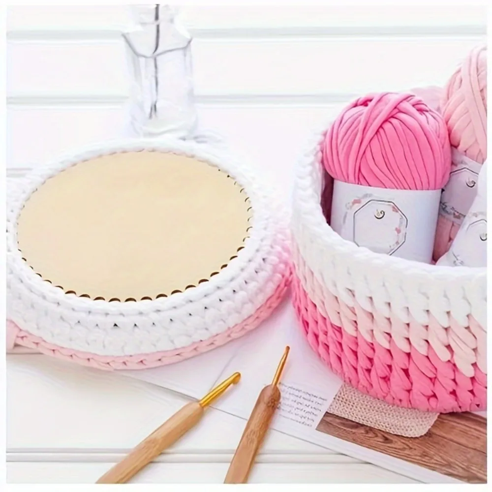 5개의 나무 바닥 크로셰 바구니 바닥, 미리 구멍이 뚫린 원형 바구니 바닥, DIY 공예 및 수제 수납 바구니용