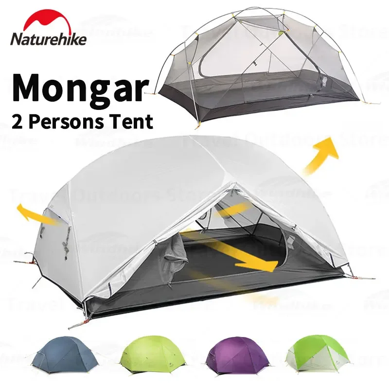 

Палатка Naturehike Mongar туристическая Ультралегкая, профессиональная нейлоновая палатка, 2 кг, 15D/20D, с ковриком PU4000 мм, для отдыха на открытом воздухе и походов