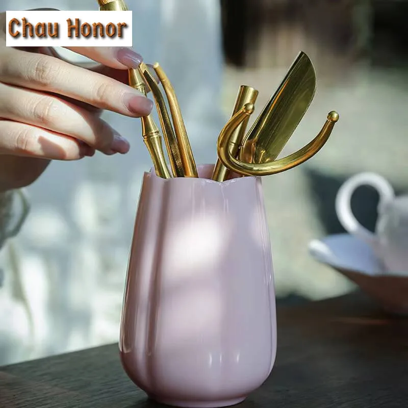 Boutique Jade Mud Cherry Powder Tea Six Gentlemen Ancient Tea Tool Set Household Teaware Utensils Tableware Accessories Craft