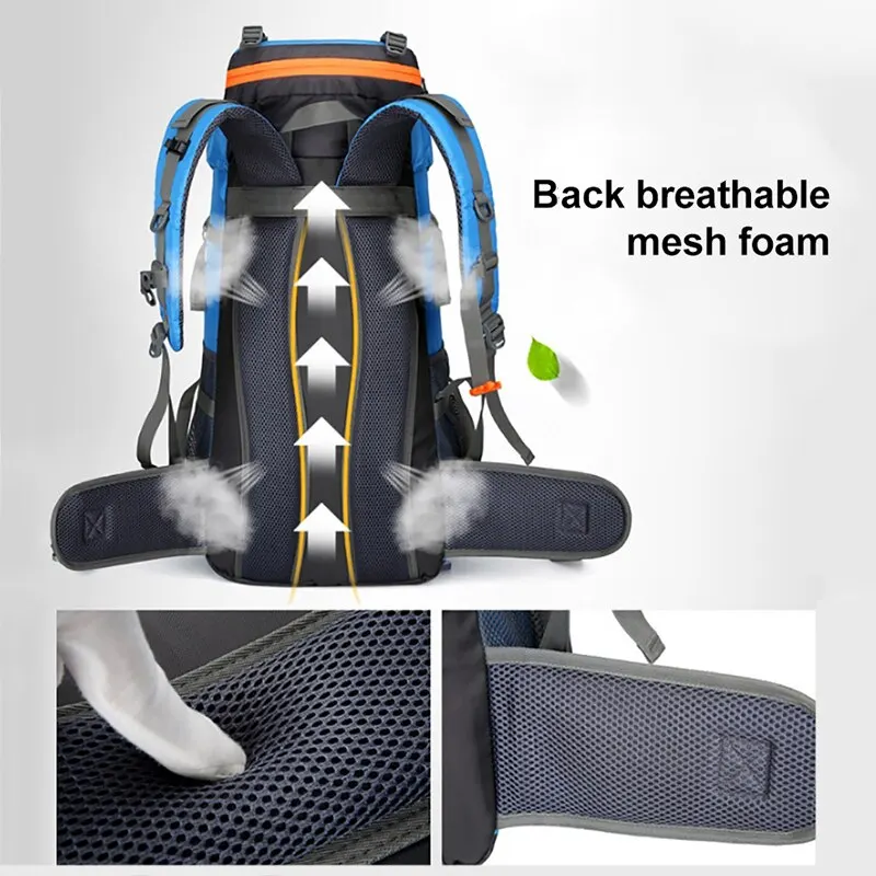 Mochila de acampada para hombre y mujer, bolsa de viaje impermeable de 70l, para Trekking al aire libre, escalada, táctica militar