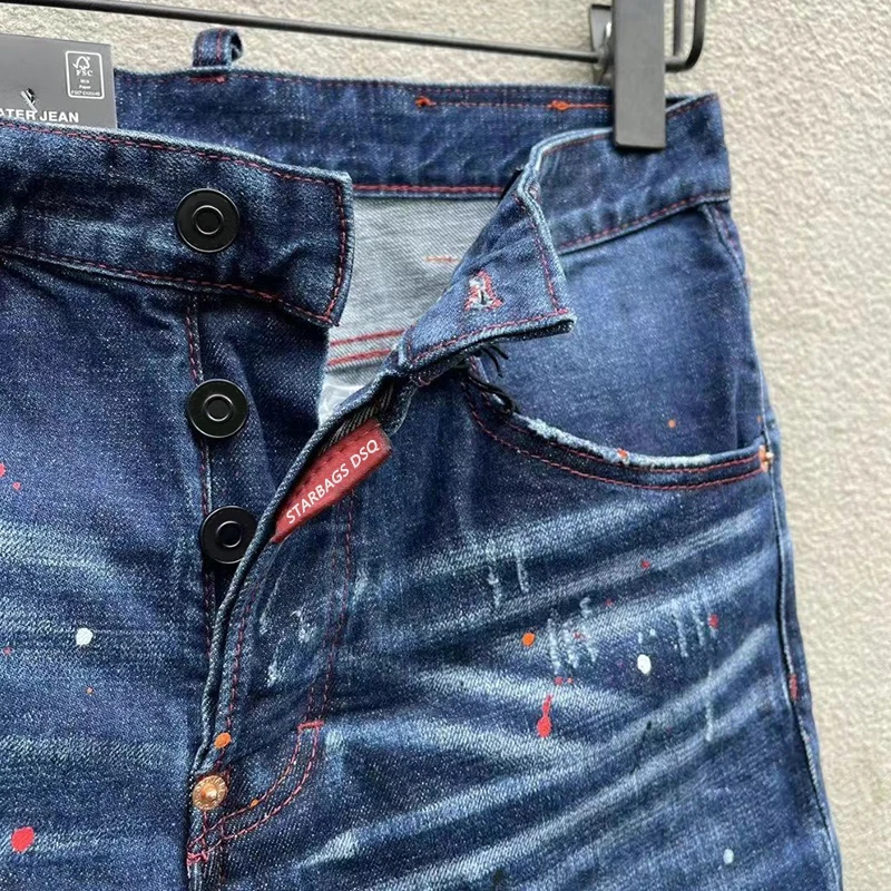 Starbags dsq d305 남성용 데님 반바지, 슬림핏, 쿼터 미디엄 브리치, 헤비 크래프트 트렌드, 여름 신상