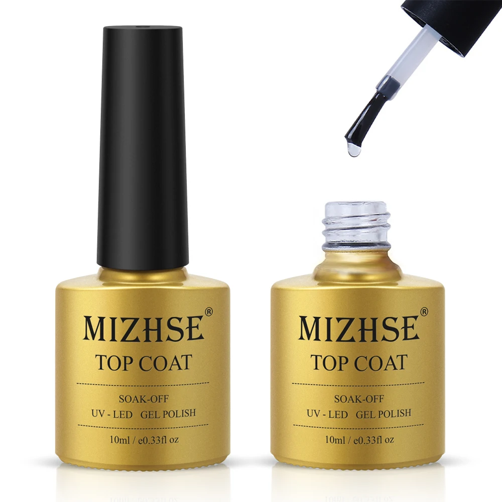 MIZHSE 10ML Top Coat UV Gel Nail Polish Permanent LED Gel Nail Art Soak off Hybrid Varnishes 6