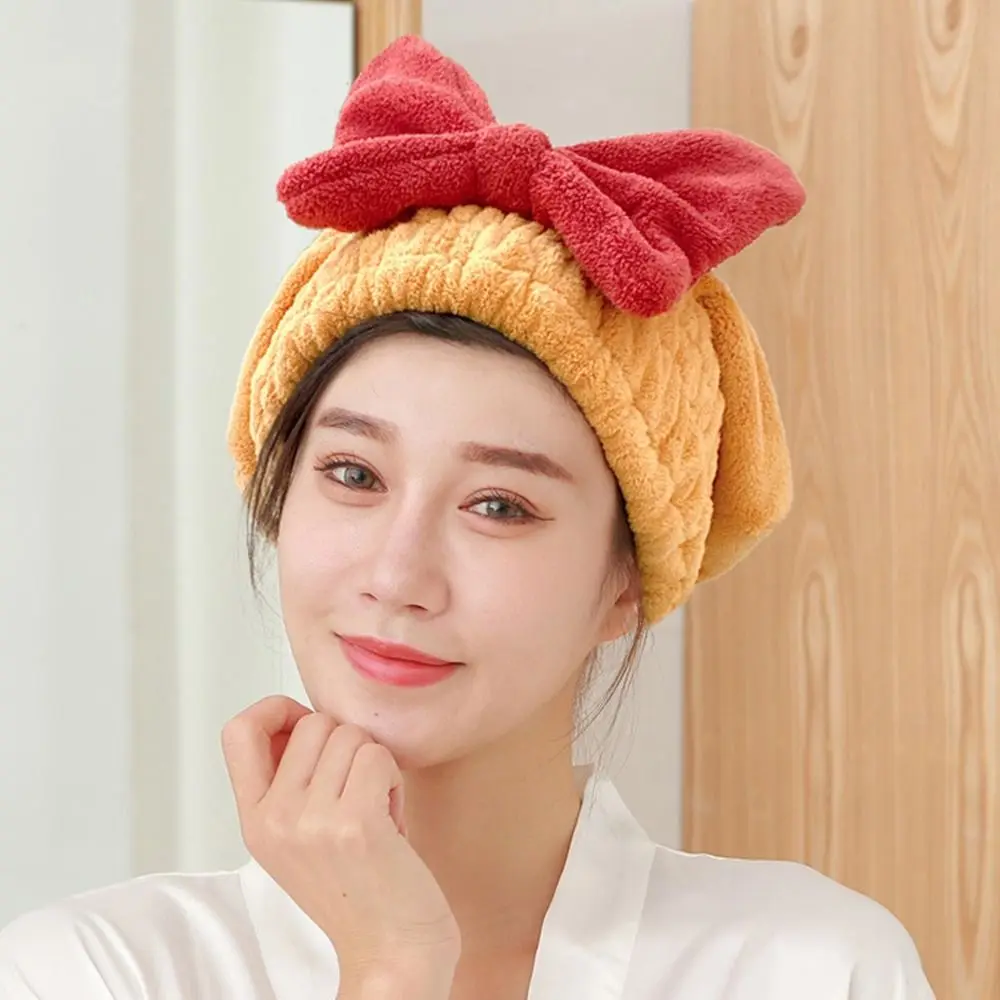 

Bowknot Dry Hair Cap Microfiber Quick Dry Hair Towel Shower Cap Headgear Shower Headband