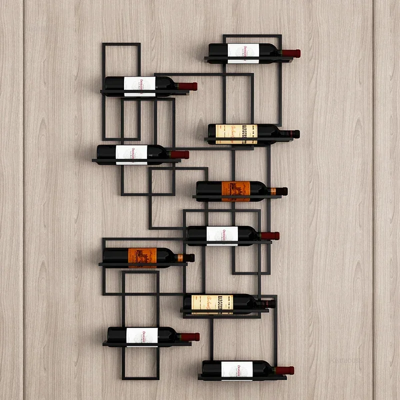 Simple European Showcase for Shop Horizontal Hanging Display Red Wine Rack Creative Metal Design Display Cabinet for Dining Room