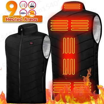 9Areas Heated Vest Men Women Electric Heating Vest Usb Heated Jacket Heated Vest Bodywarmer Heated Down Jacket Winter Sportswear 1