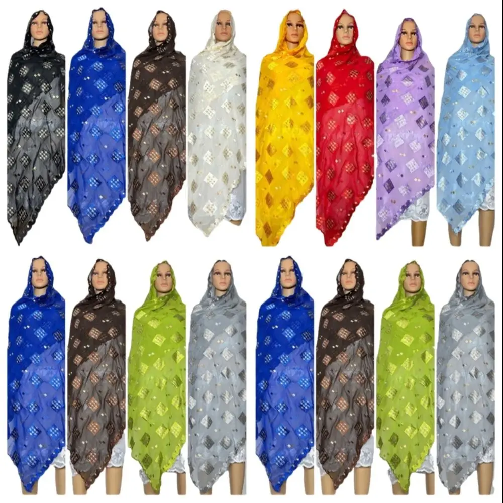 

Free Shipping New Dubai Scarf For Muslim Women African Chiffon big Hijab Islam Hijab Pashmina Turban Headscarf Embroidery Shawls