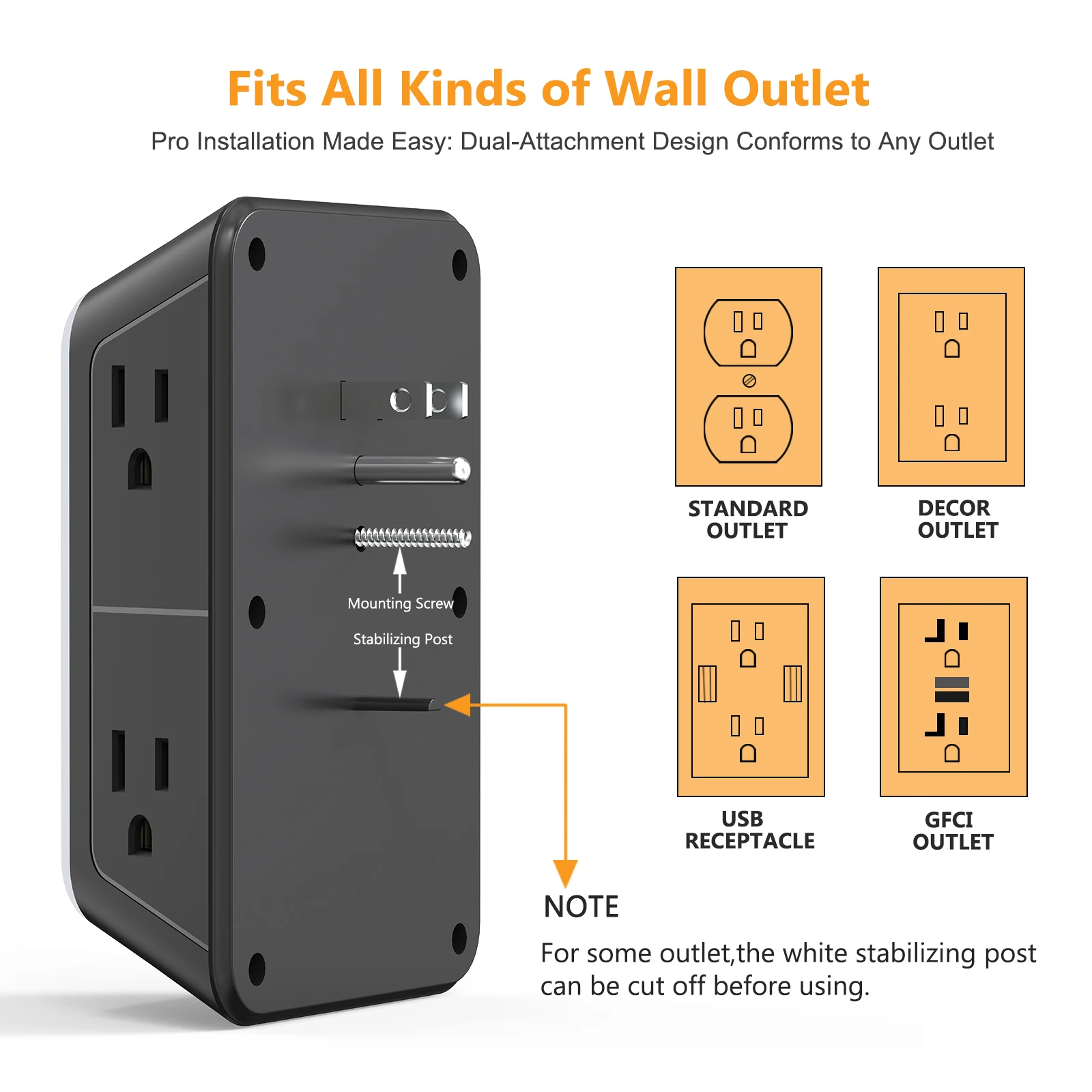 Wall Outlet Extender with USB Ports