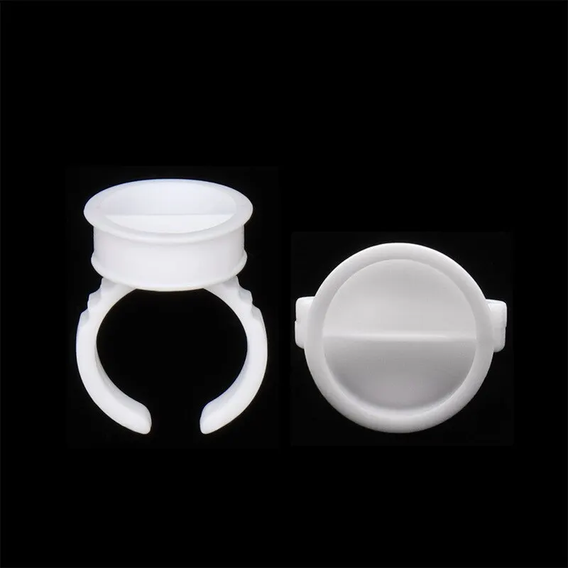 Disposable White Glue Holder Ring Adhesive Pallet For Eyebrow Tattoo Pigment Eyelash Extension Container Ring Cup 100pcs glue holder ring