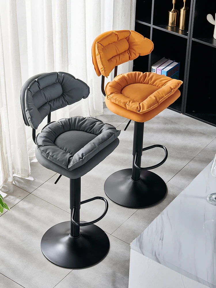 

Modern Simple High Chair Rotating Front Desk Cashier Lifting Home High Stool Backrest Light Luxury Bar Chair