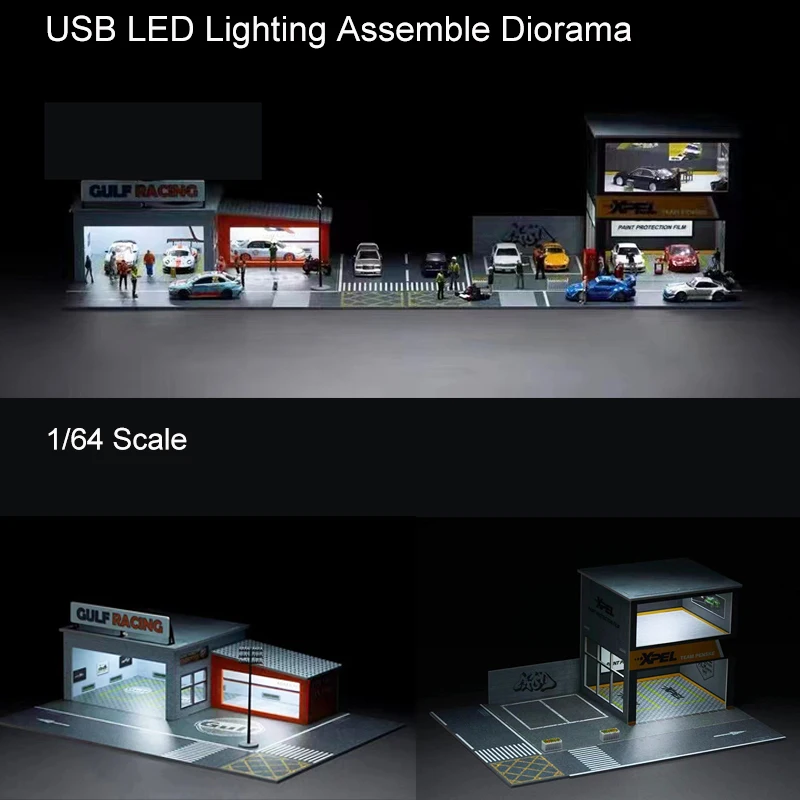 Assemble Diorama 1:64 USB LED Lighting Model Car Parking Garage