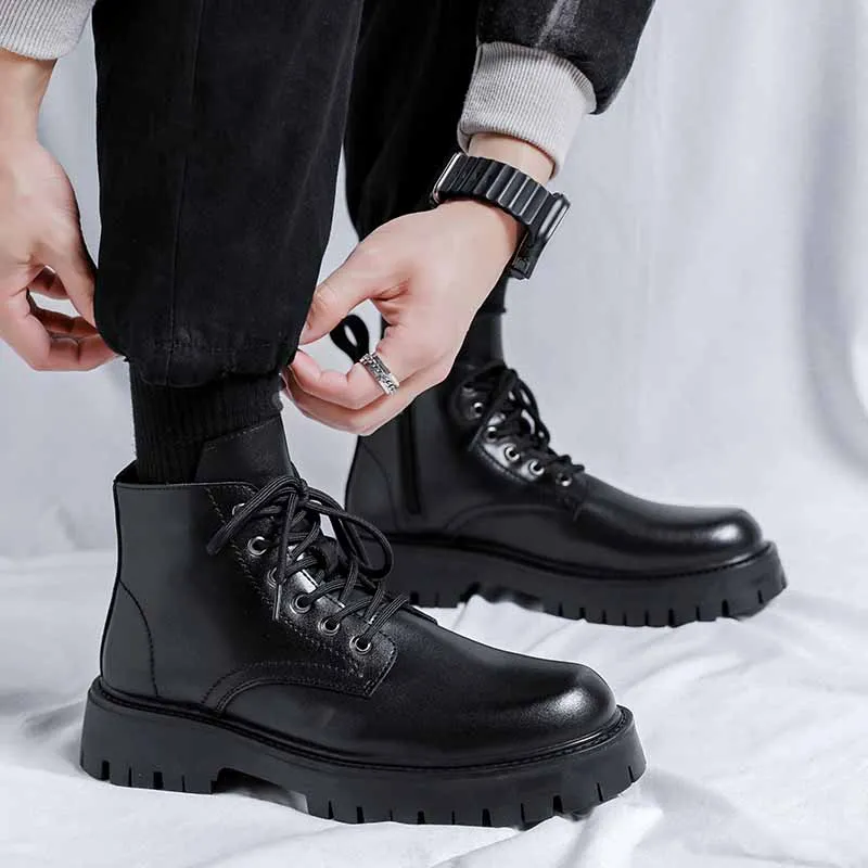New comfortable casual shoes British style thick bottom trend short work shoes