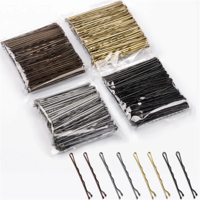 Hair Accessory 50 Pcs/Bag 5 6 7cm U Shaped Alloy Hairpins Waved Hair Clips Simple Metal Bobby Pins Barrettes Bridal Hairstyle Tool Hair Pins