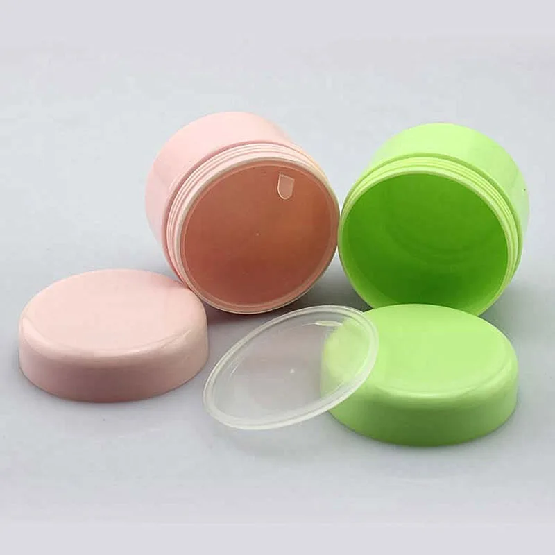 10g-150g Plastic Refillable Bottles Travel Face Cream Jar Grern Yellow Pink White Lotion Cosmetic Container Empty Makeup Pot