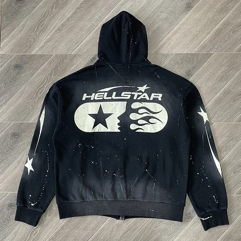 Hellstar Studios Zip Up Cotton hoodie with zipper wash 2