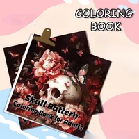 A Bold and Simple Decompression Creative Skeleton Pattern Coloring Book Featuring Rose Skeletons and Birds 1