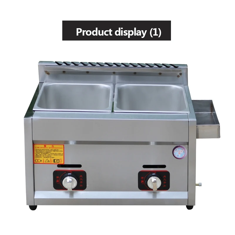 Stainless Steel Commercial Gas Fryer Double Gas Fryer Double Pot Noodle Stove Steamer Fryer Kitchen French Fries Machine