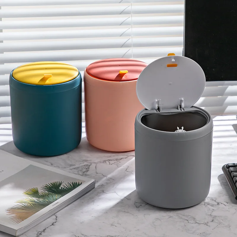 Mini Small Waste Bin Desktop Garbage Trash Can Plastic Home Office Table Trash Can Dustbin Basket Household Sundries Barrel Box