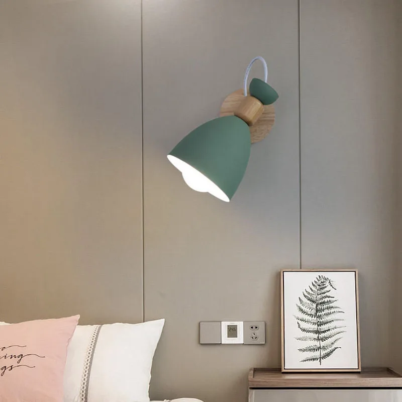 LED 벽 램프 북유럽 마카롱 머리맡의 벽 조명 새로운 다채로운 조절 독서 램프 또는 실내 통로 계단 홈 장식 손거울 Sconces