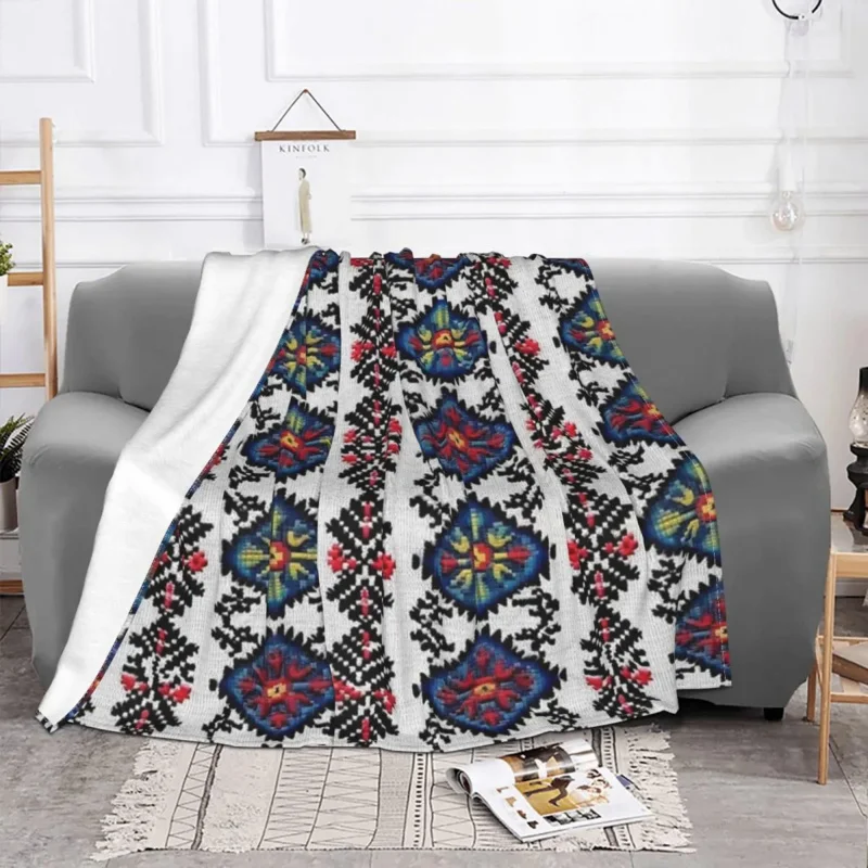 

Vyshyvanka-Flannel Blanket with Embroidery Patterns Bohemian Geometric Blanket for Bed Car All Seasons