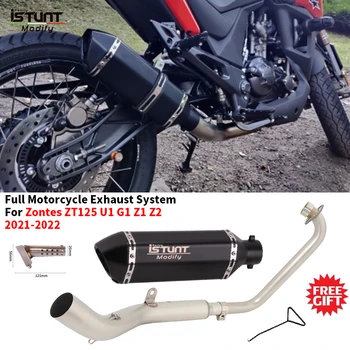 Slip On For Zontes ZT125 U1 G1 Z1 Z2 2021 2022 Full Motorcycle Exhaust System Modify Catalyst Link Pipe 51mm Espace Moto Muffler
