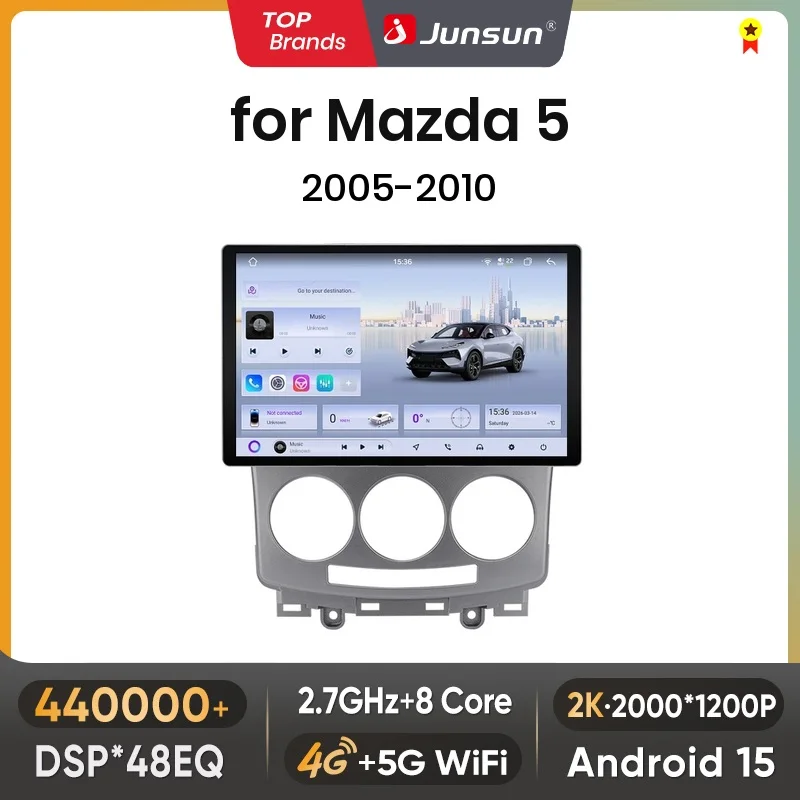 Junsun 7870 2K Wireless CarPlay Android Auto Radio für Mazda 5 2005 2006 2007 2008 2009 2010 GPS-Navigationsgerät DSP DTS 360