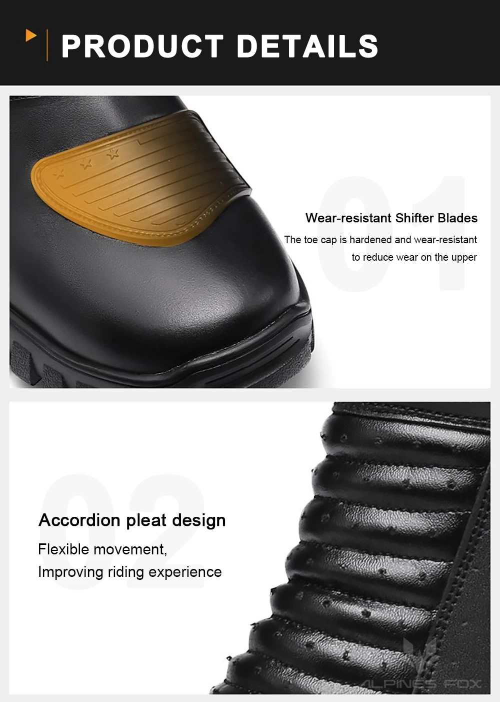 Leather Motorcycle Boots Men Classic Motocross Shoes with Reinforced Heel Toe Waterproof Vintage Motorbike Touring Boot