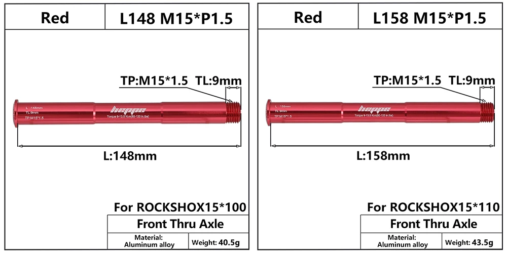Description Picture 6 of itemHEPPE Bike Front Fork Thru Axle MTB Fork Barrel Shaft M15 Thru Axle Skewer Multi-color Axis for 15x100 15x110 ROCKSHOX Fork