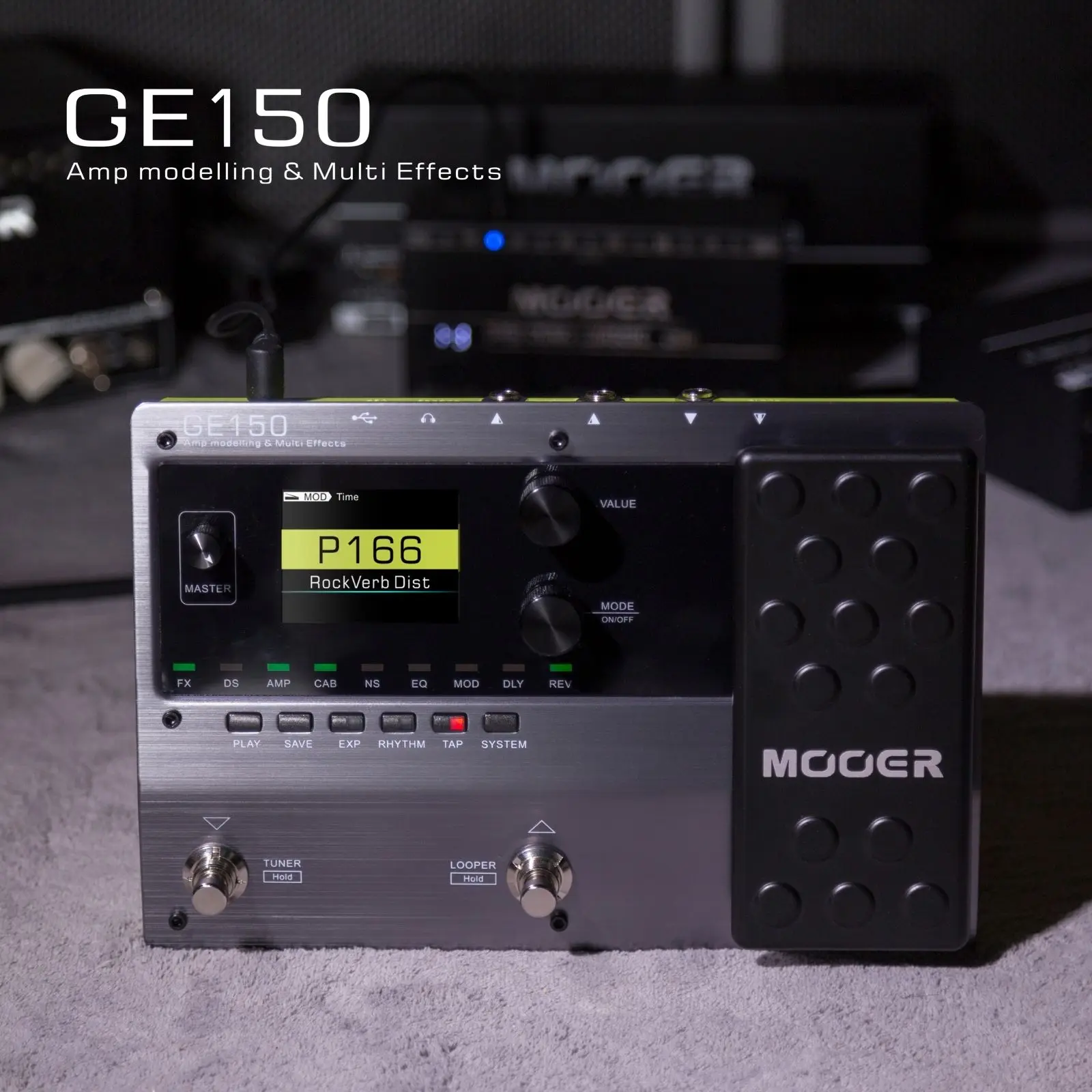 Electric Guitar Amp Modelling MOOER GE150 Multi Effects Pedal Portable Multi Effects Processor with Expression & IR Loading