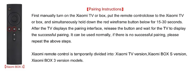Mando a distancia para MIUI Xiaomi TV Box Mando a distancia de repuesto  original para MIUI Xiaomi TV/TV Box 3/3c/3s/3pro (Negro)