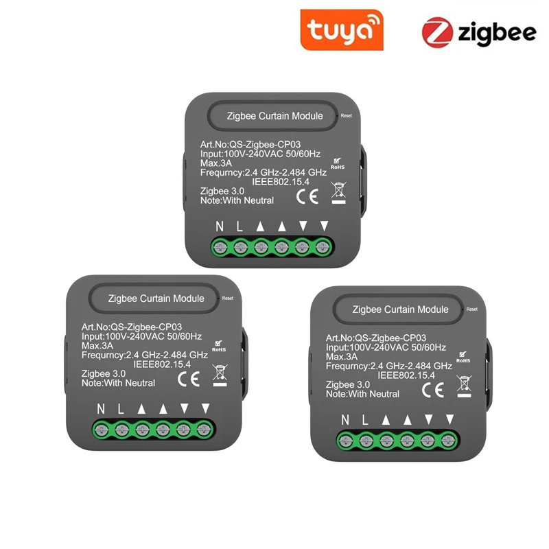 Tuya ZigBee Smart Curtain Module Blind Switch for Roller Shutter Wireless Voice Remote Control Compatible with Alexa Google Home 